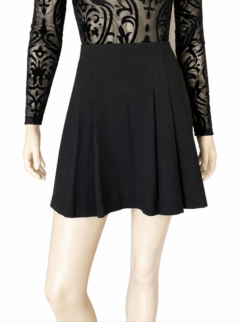 Black Pleated Mini Skirt - Women